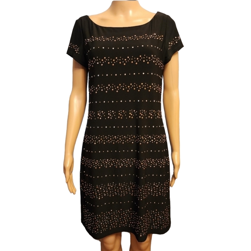 White House Black Market Black Studded Short Sleeve Dress Size M